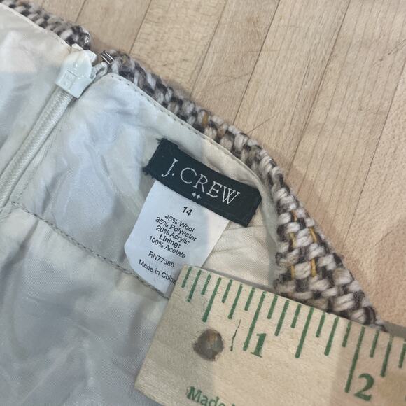 Y2K J Crew Skirt Womens Brown Tweed 45% Wool Pencil Corpcore Career VTG 14 - Picture 5 of 6